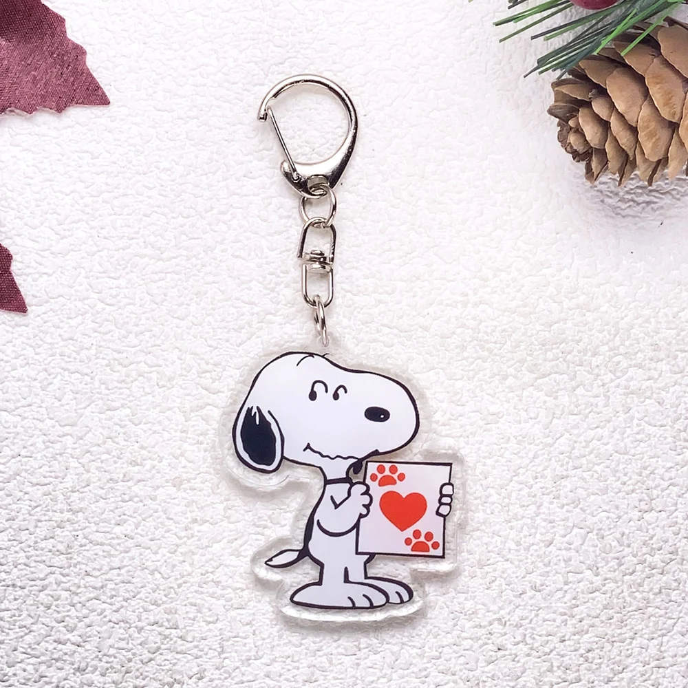1/13 Stück Cartoon Snoopy Niedlicher Auto-Schlüsselanhänger Zubehör Acryl Lustige Anhänger für Taschen Kawaii Schlüsselhalter Rucksack-Dekoration – Detail 16