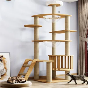 Kondominium Kucing Multi-Level Pohon Kucing Besar Menara Kucing Tinggi Untuk Kucing Dalam Ruangan Dengan Tiang Garukan Papan Garukan Gua Bertengger 12 pohon rumah kucing penjualan terbaik - №