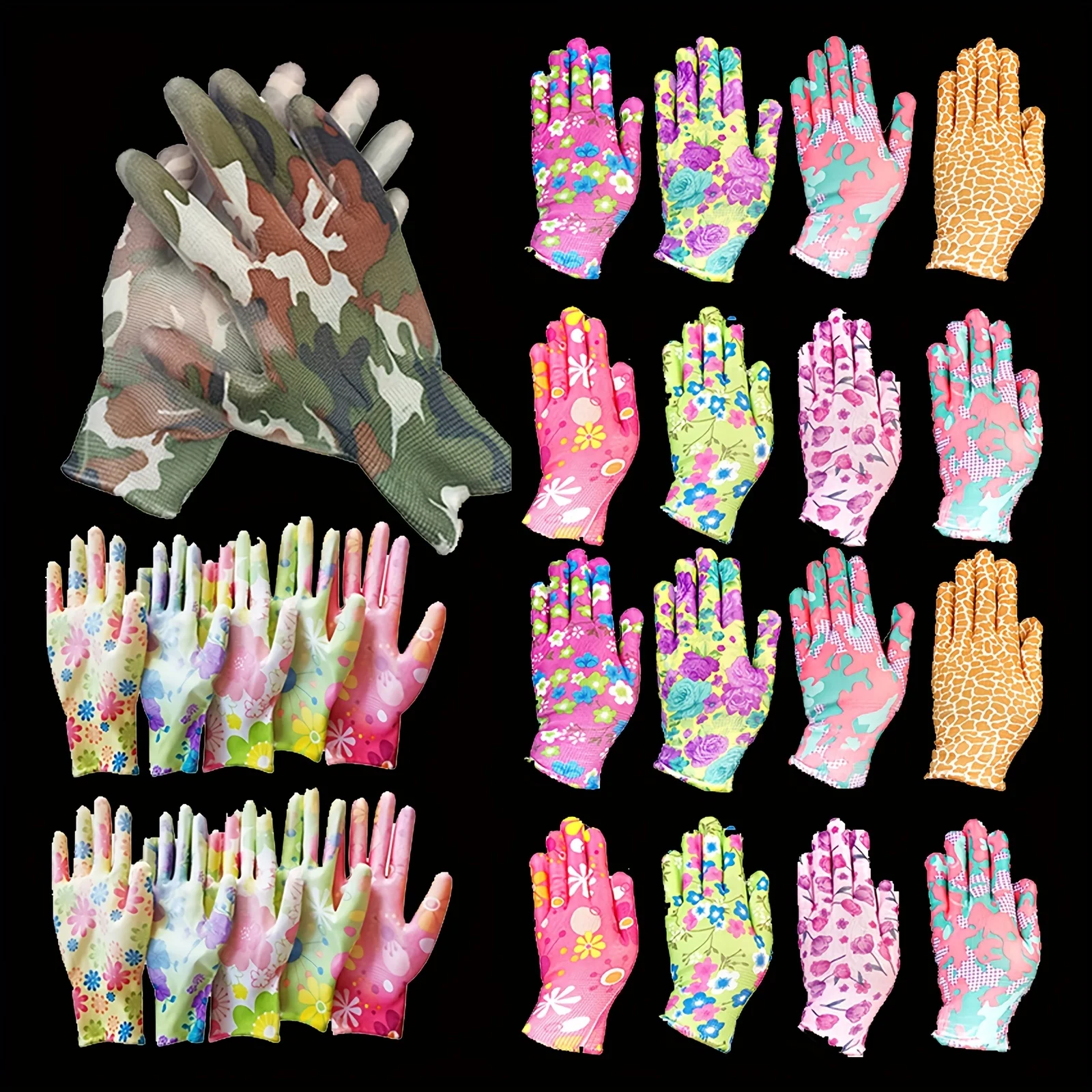 12/8/2Pairs Random Color Outdoor Protective Work Gloves Gardening Gloves for women and Men PU Nylon Garden Gloves