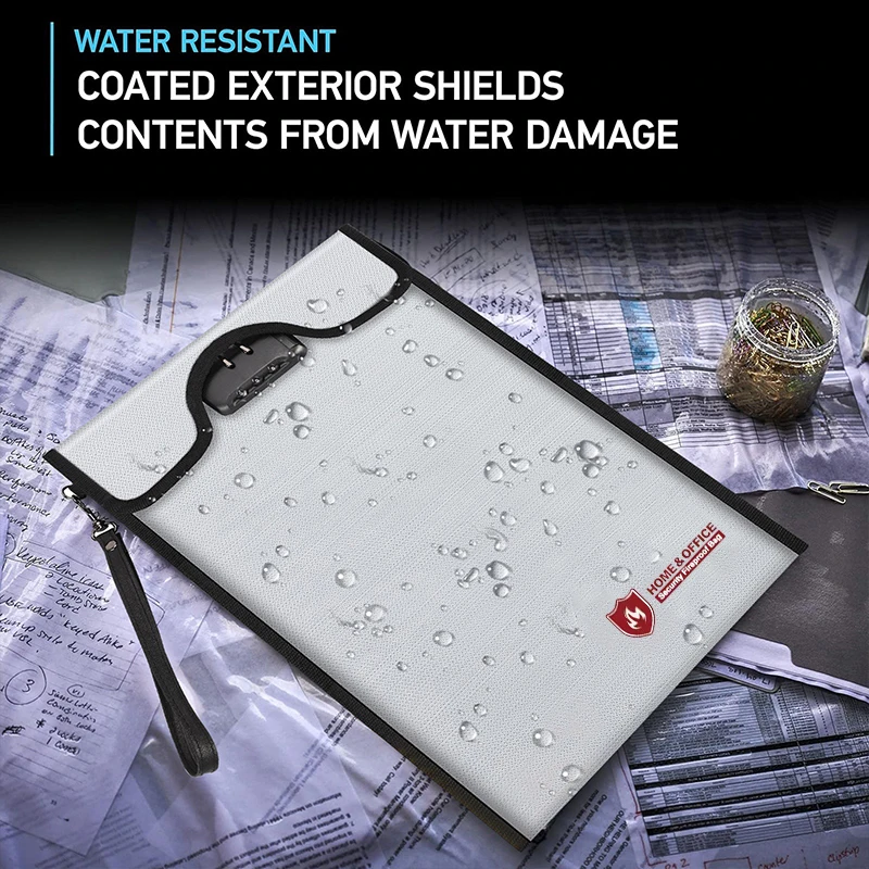 Fireproof Waterproof Document Bag With Zipper Combination Lock Anti-Theft Faraday Protection For Passport Money Electronics