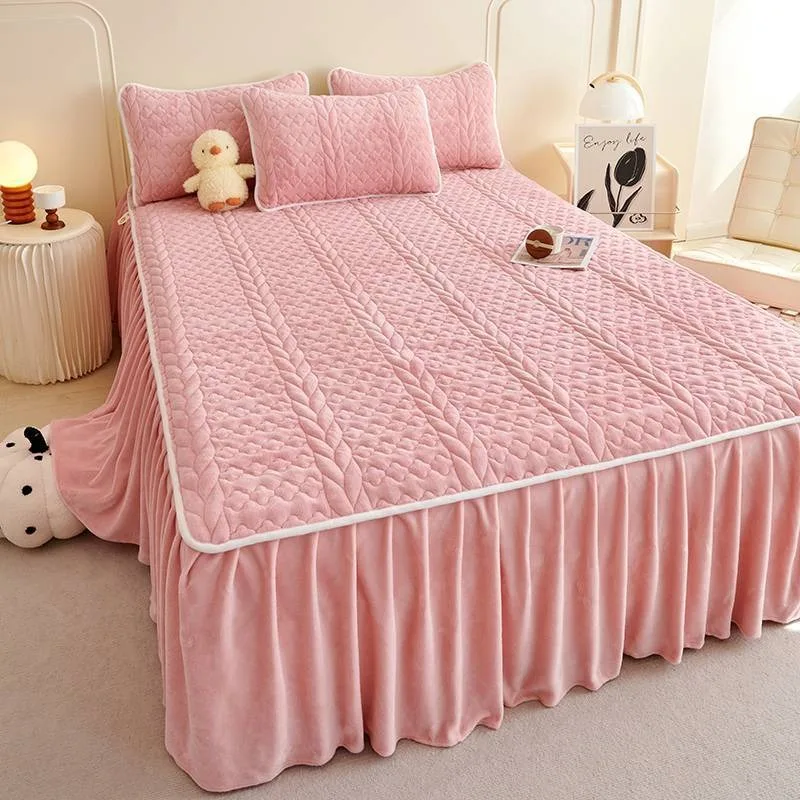 2025 Autumn and Winter New A-class Milk Velvet All Inclusive Bedsheet set with pillowcases soft fluffy beddingset King Full size