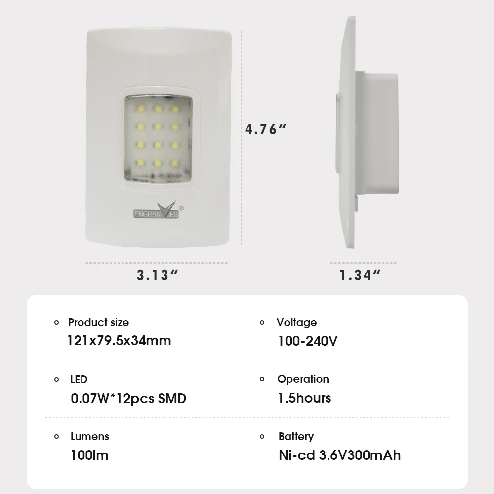 Lampu Evakuasi LED Plug-in Lampu Darurat Isi Ulang Lampu Pemadam Kebakaran Induksi Baterai Bawaan Nyala Otomatis