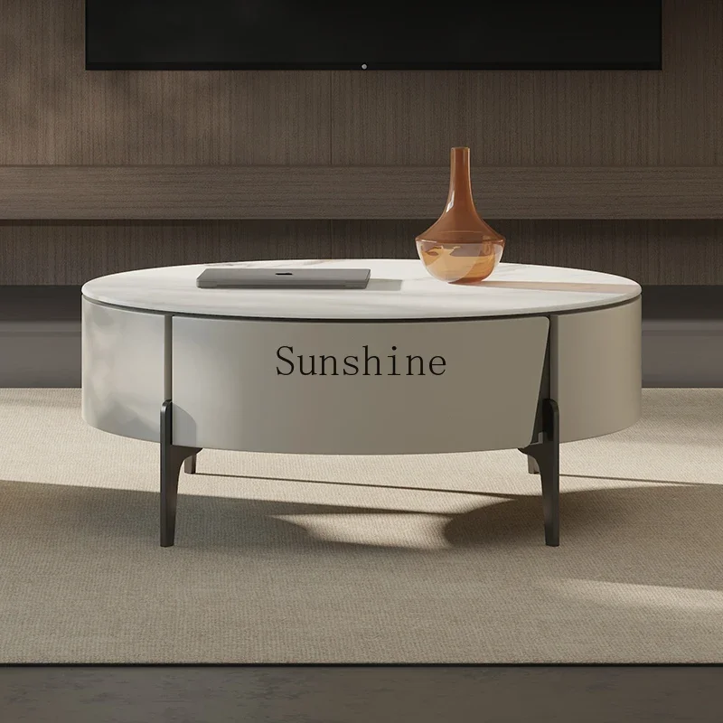 

Minimal microcrystalline stone table small apartment round coffee table side table combination