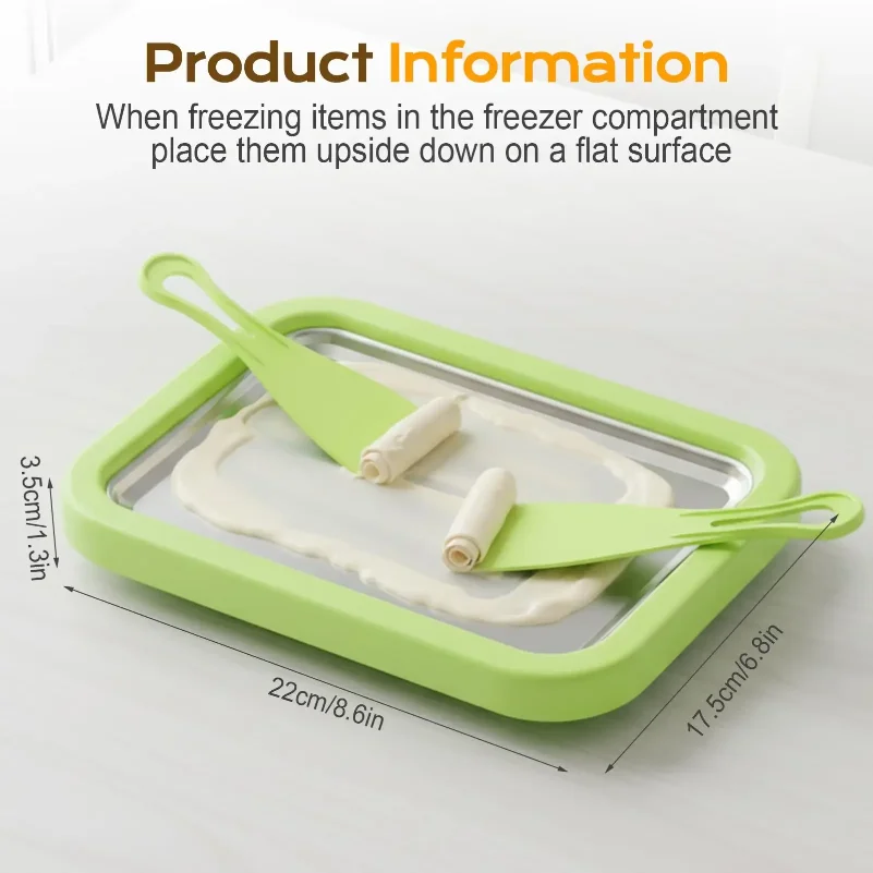 Household Ice Cream Maker Pan with 1 Scraper Instant Rolled Ice Cream Maker DIY Sorbet Frozen Yogurt Maker Ice Stir Fry Machine