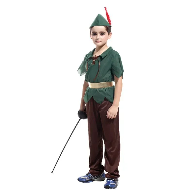 MN1 Costume da Peter Pan per bambini per ragazzi Halloween Purim Carnevale Festa in maschera Vestito cosplay 4-10Y9 * Jy