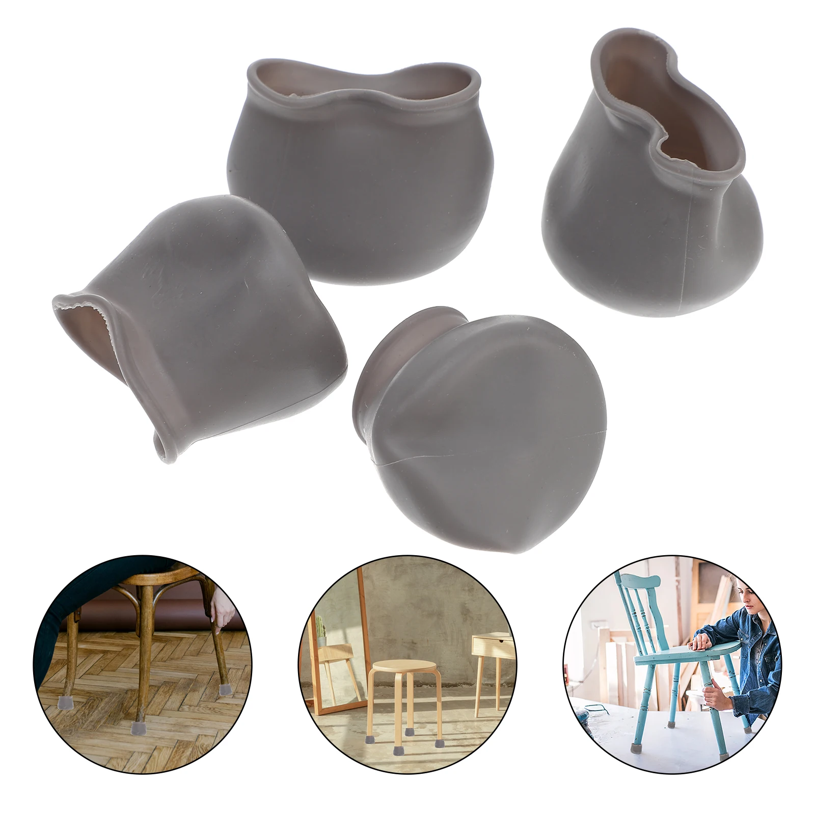 

4 Pcs Silicone Table Feet Covers Round Shape Chair Leg Caps Furniture Protectors Non Slip Soft Material Kitchen