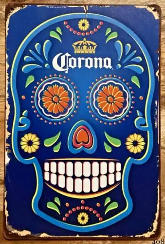 CORONA Totenkopf Bier Vintage Metallschild Männerhöhle Pub Club Café TIKI-Aluminium
