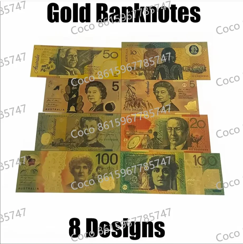 Australia 100 Dollar Gold Banknote Plated Colorful AUD Dollar Gold Foil Banknote Currency Collection and Gift