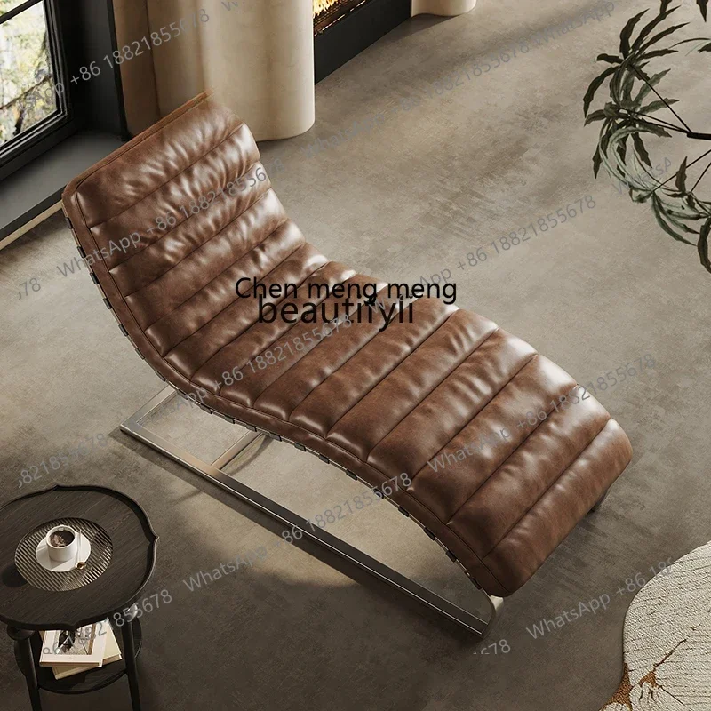 

182C Medieval style sofa Italian retro oil wax leather lazy leisure recliner designer, furniture surprise quiet wind