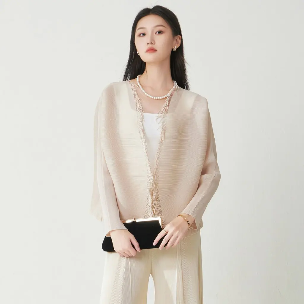 

Fall Outerwear Women's Loose Commute Fashionable Fringed Simple Versatile Open Cardigan Top Match All Seasons Casual Streetwear