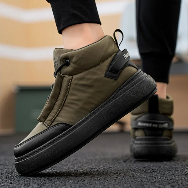 Men's Down Cloth Bread Shoes Winter High Top Warm Cotton Shoes Comfort Platform Boots Retro Casual Sneakers Botas Para Hombre