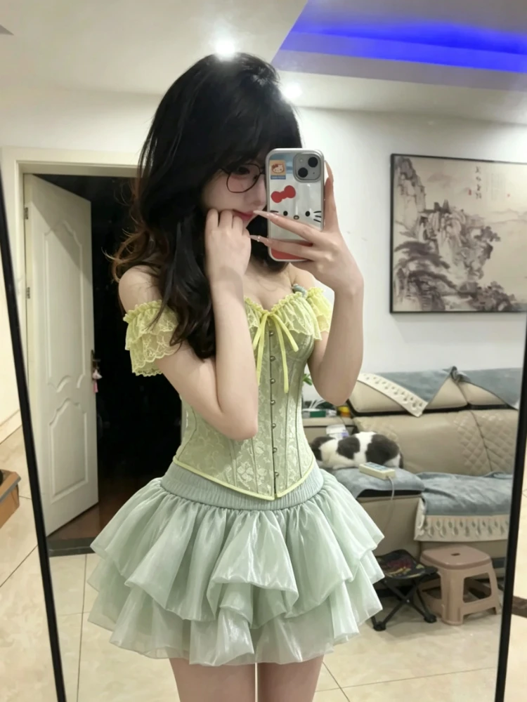 Women Summer Vintage 2‑Piece Skirt Set Y2K Crop Top Vest + Mini Skirt,Retro Casual Evening Party Outfits for Ladies