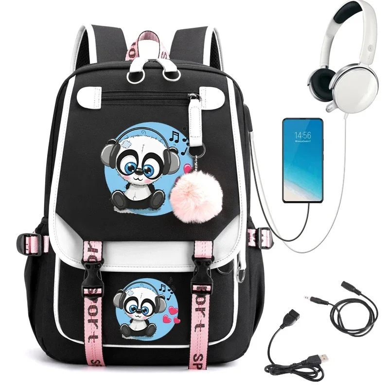 

Girl Backpack School Bag Kid Child Teenage Schoolbag Panda Anime Bookbag Primary Kawaii Cute Bagpack Usb Teens Travel Bookbag