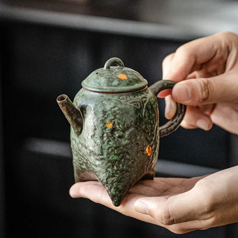 Retro Japanese style Pot Bronze Glaze Teapot Kung Fu Coarse pottery Tea Making Device Tea Infuser Tea Kettle