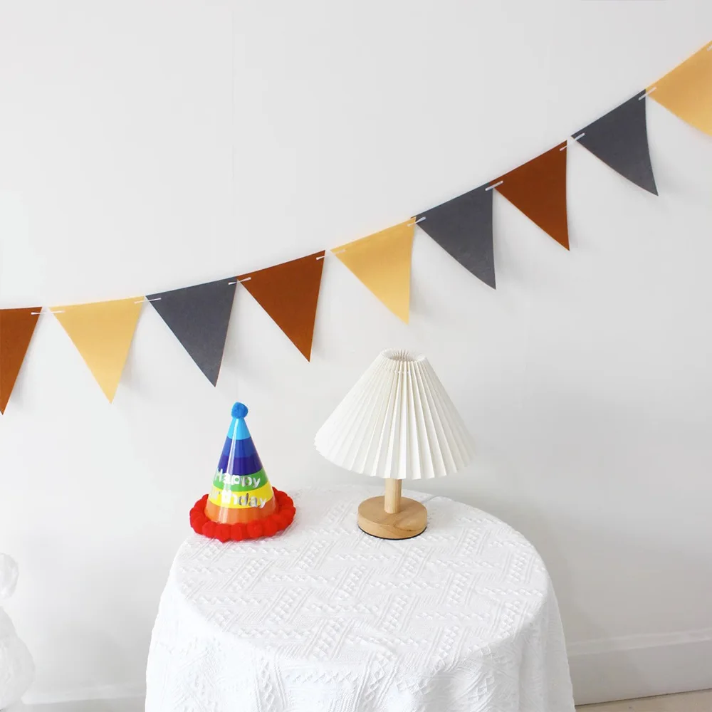 13×17cm Felt Birthday Party Triangle Flag Children\'s Birthday Party Wedding Festival Celebration Baby Shower Decor Felt Flags