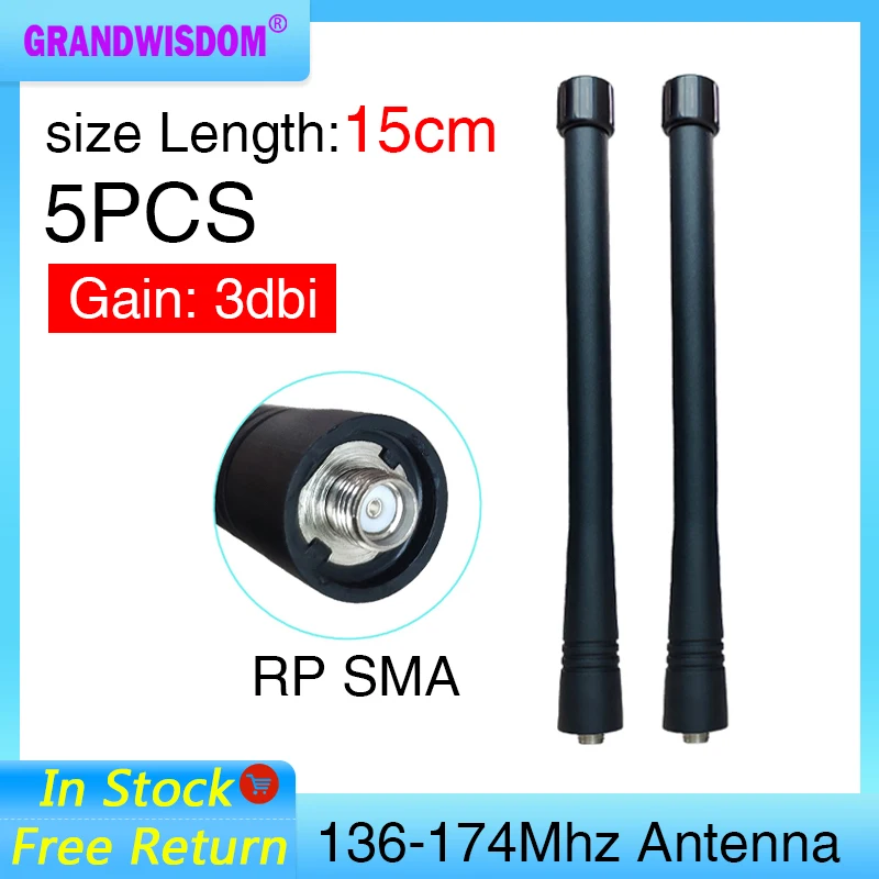 GWS Walkie talkie 5PCS antenne 136-174Mhz for motorola one for e398 g6 razr v3i e5 p30 sma uhf  tactical IOT baofeng 5r vhf dmr