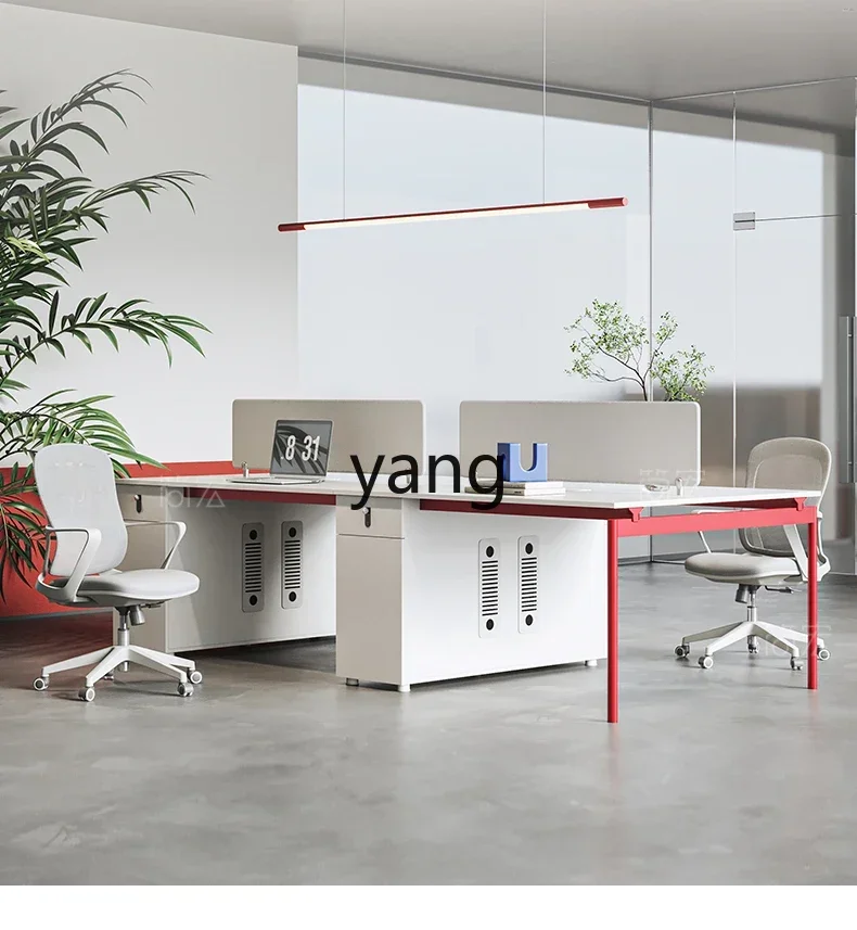 LMM Workstation Office Desk and Chair Combination Simple Modern Office White Screen Staff Desk