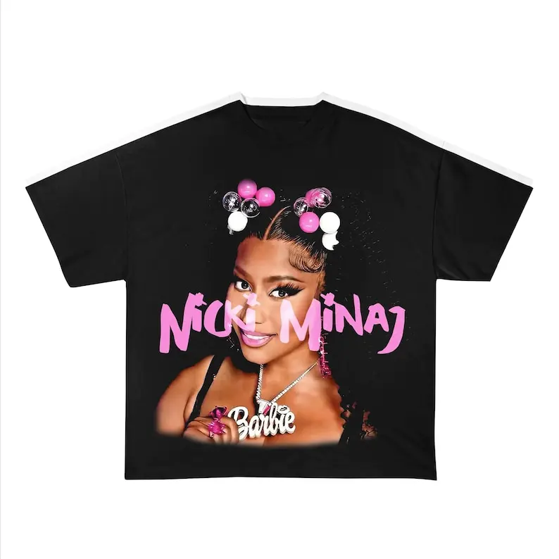 NICKI MINAJ PINK Signature T-Shirt 3 Fingers Hip Hop Gift Unisex Signature in Pink Hip Hop Concert Ready Black