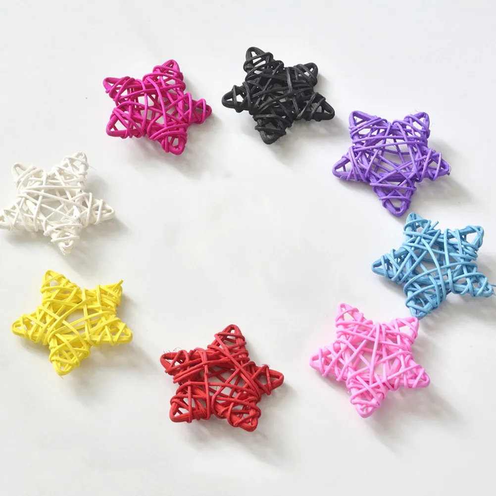 20Pcs Rattan Stars Christmas Five-Pointed Star Decorations Natural Wicker Ornament for DIY Party Wedding Home Living Room Table