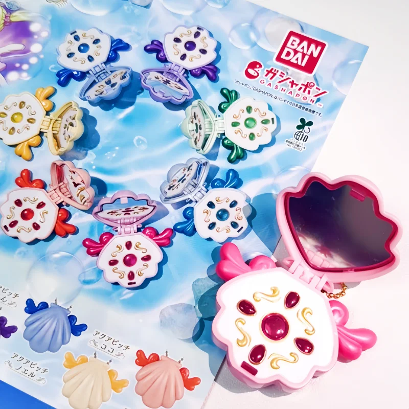 

Bandai Mermaid Melody Capsule Toy Mini Transformation Compact Mirror Bag Charm Luchia Hanon Rina Anime Decor For Backpack Purse