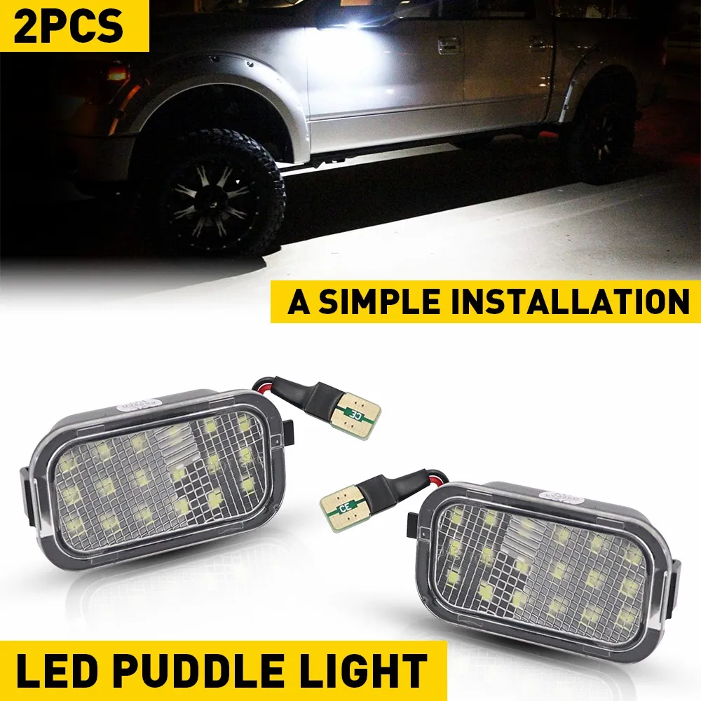 2Pcs Car LED Under Side Mirror Light Puddle Lamp White For Cadillac Escalade Chevrolet Avalanche Suburban Tahoe GMC Sierra Yukon