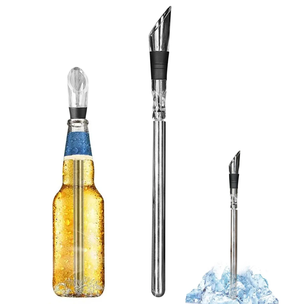 Wine Chiller Stick 3 In 1 Wine Cooler Stainless Steel Chiller Bar with Wine Pourer Aerator Iceless Wine Chilling Rod Gift