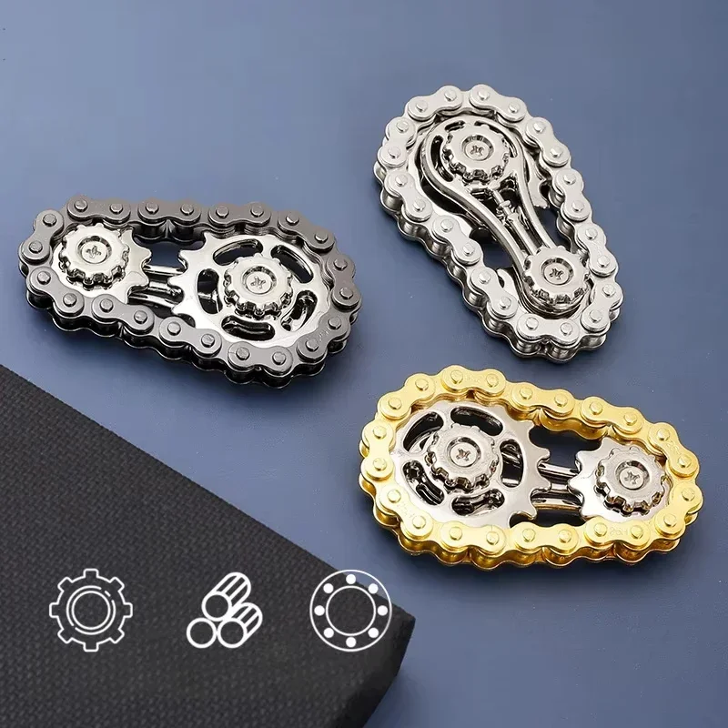 Chaînes engrenages Fidget Spinner Gyroscope pignon du bout des doigts main Spinner chaîne engrenage métal filature Gyroscope Antistress jouets d'anxiété