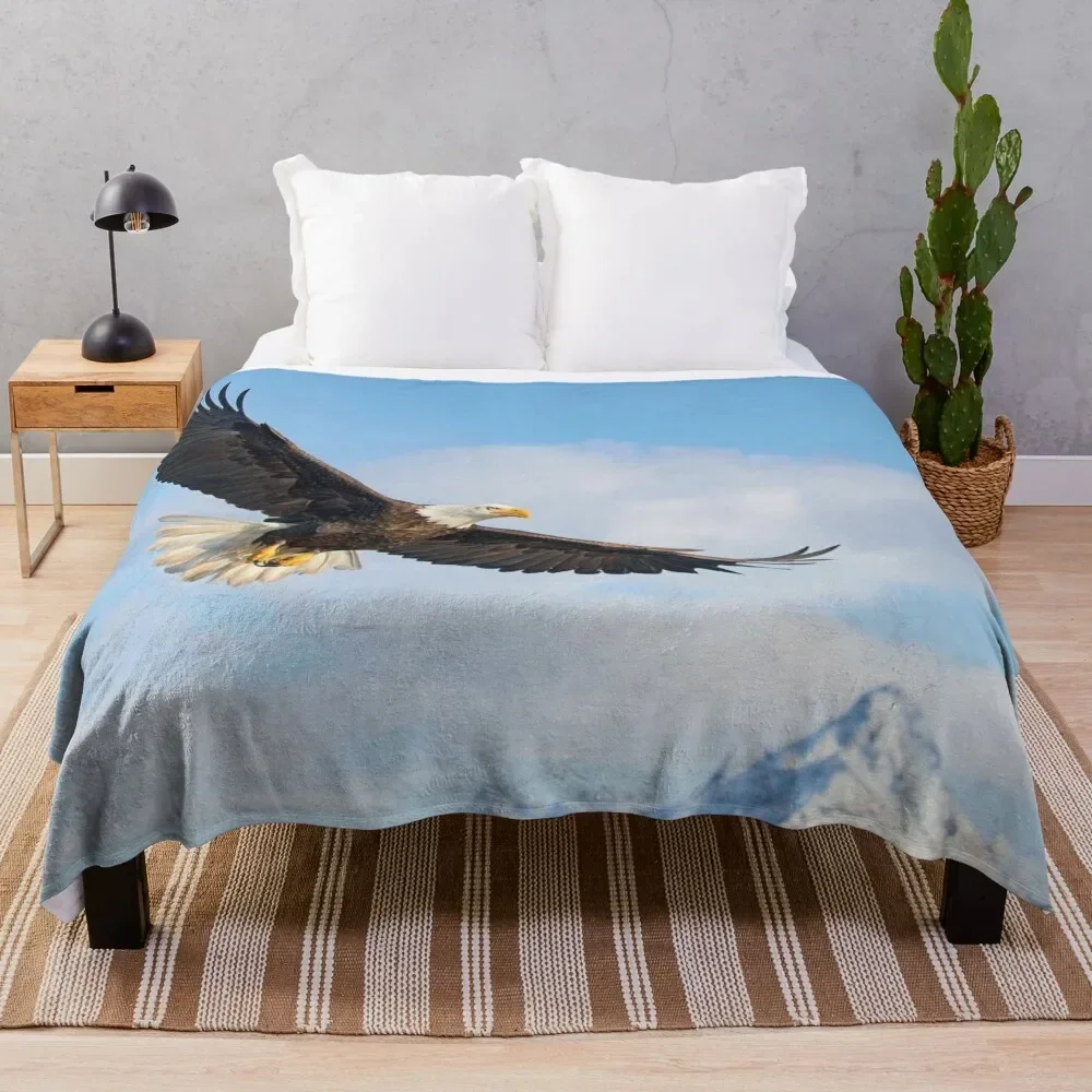 

Soaring American Bald Eagle Throw Blanket valentine gift ideas Bed Fashionable Multi-Purpose Plaid Blankets