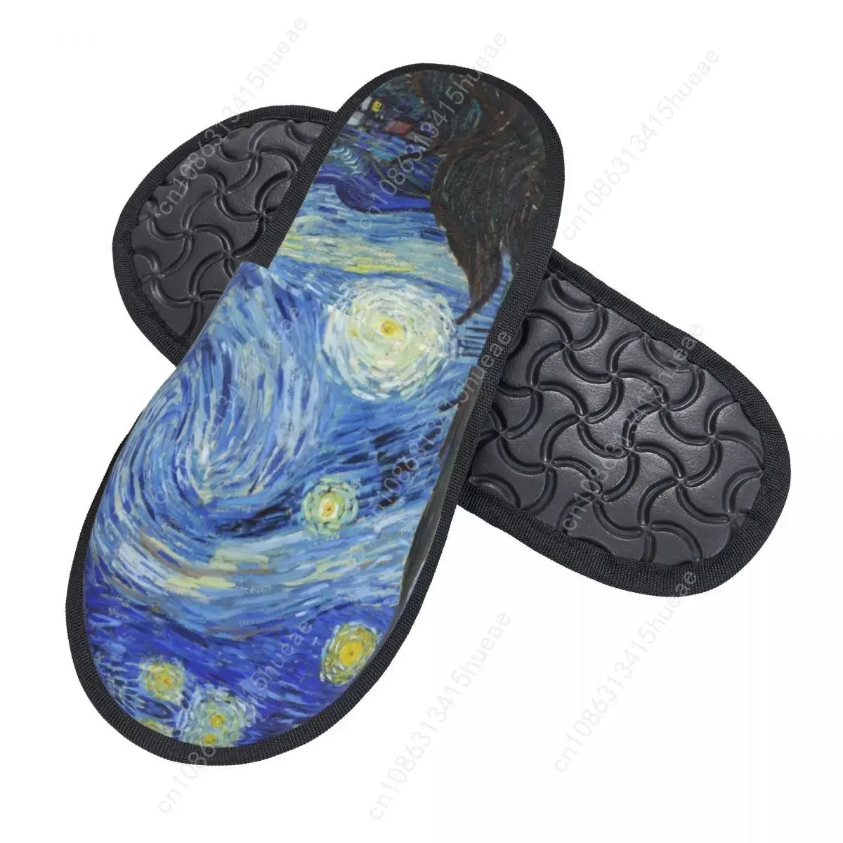 Vincent Van Gogh Starry Night House Slippers Women Soft Memory Foam Art Painting Slip On Spa Slipper Shoes