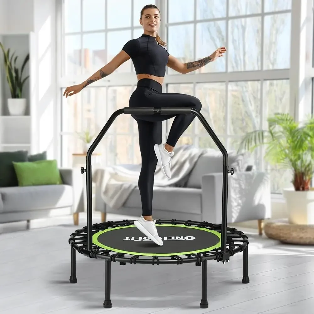 Trampoline for Adults, 40/42/ 45” Mini Fitness Trampoline W/Adjustable Foam Handle Bungees