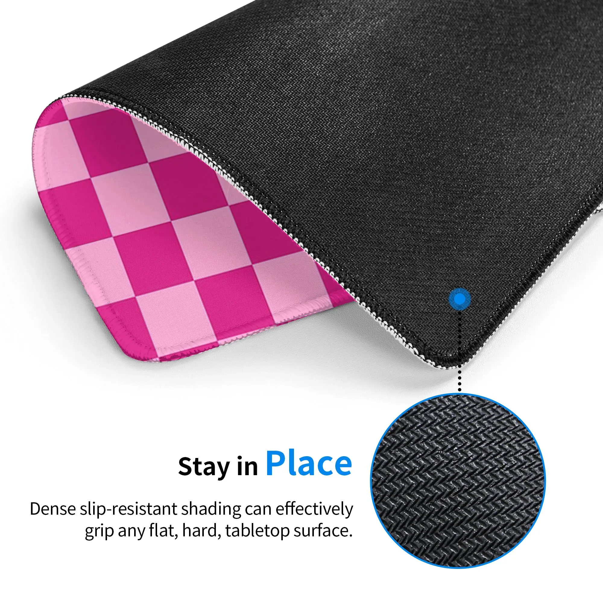 Pink Check Checkboard Pattern Mouse Pad Computer Keyboard Mouse Mat Gamer PC Laptop Desk Mat Office Accessories Table Mats