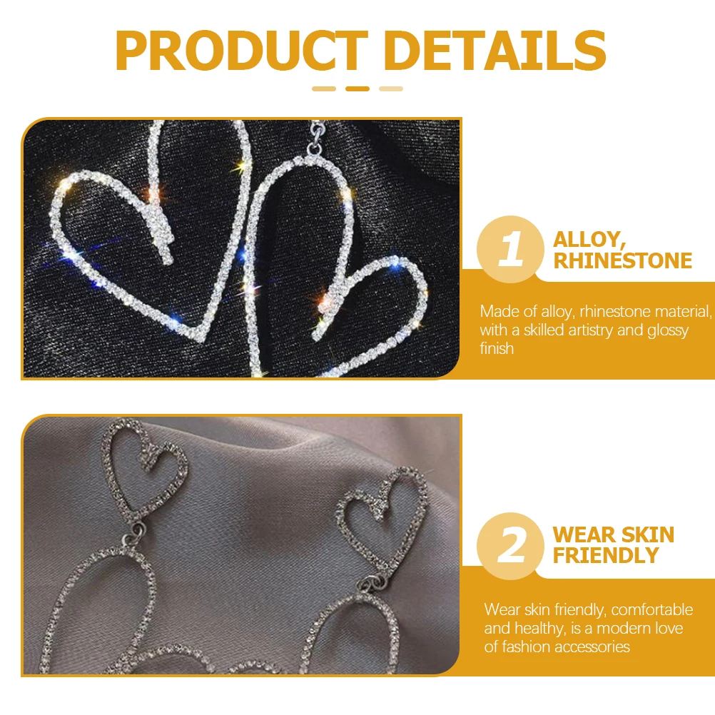 

Trendy Earrings Heart Drop for Women Festival Jewelry Ohrringe Clothing Statement Silver Girls Dangle Miss