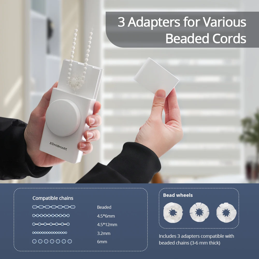 Zemismart Zigbee slimme oplaadbare rolgordijndriver met knopbediening, instelbare snelheid, werkt met Tuya-app Alexa Google Home