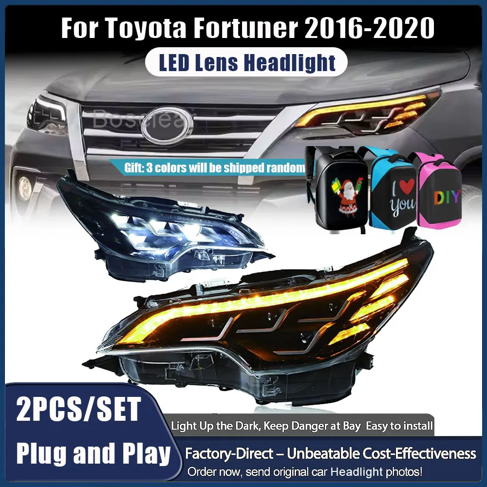 

Светодиодные фары для Toyota Fortuner 2016-2020: Сборка фар DRL, указатели поворота, линзы-проекторы Angel Eye