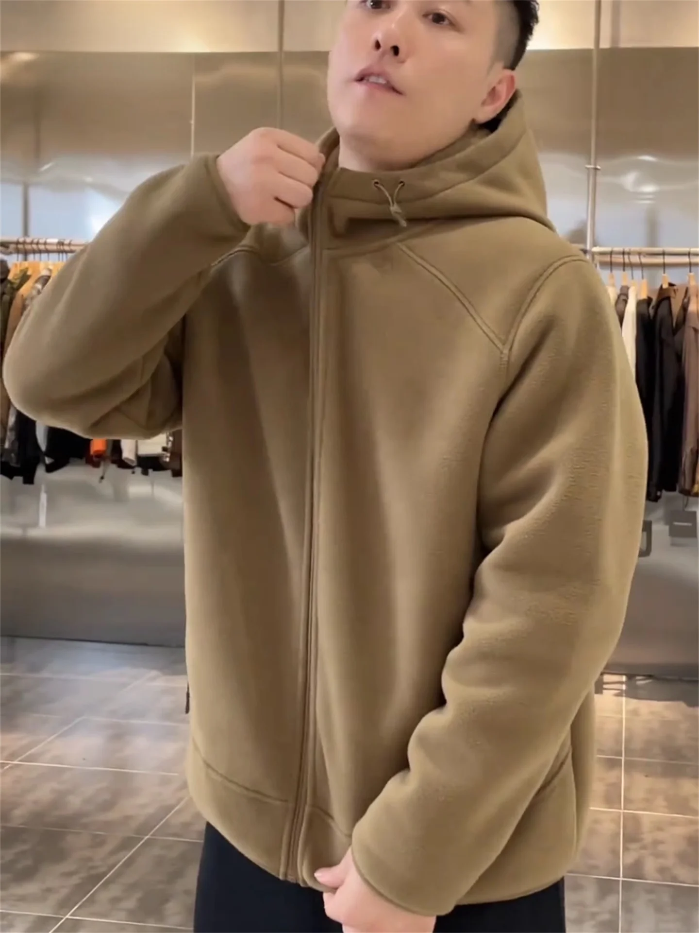 

High-End Double-Sided Fce Hooded Jaet Men's Thiened Casual Jaet Autumn Winter Warm Busin Sle Polyester Fiber