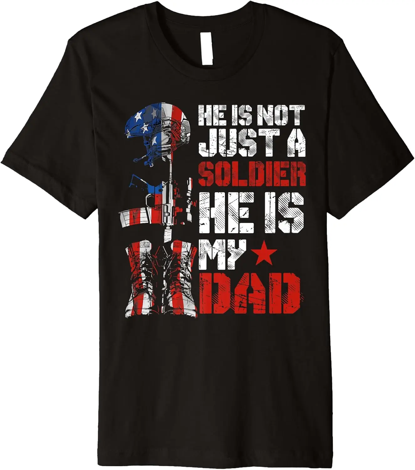 Soldier Dad Proud Army Son Daughter Military Family US Flag Premium T-Shirt