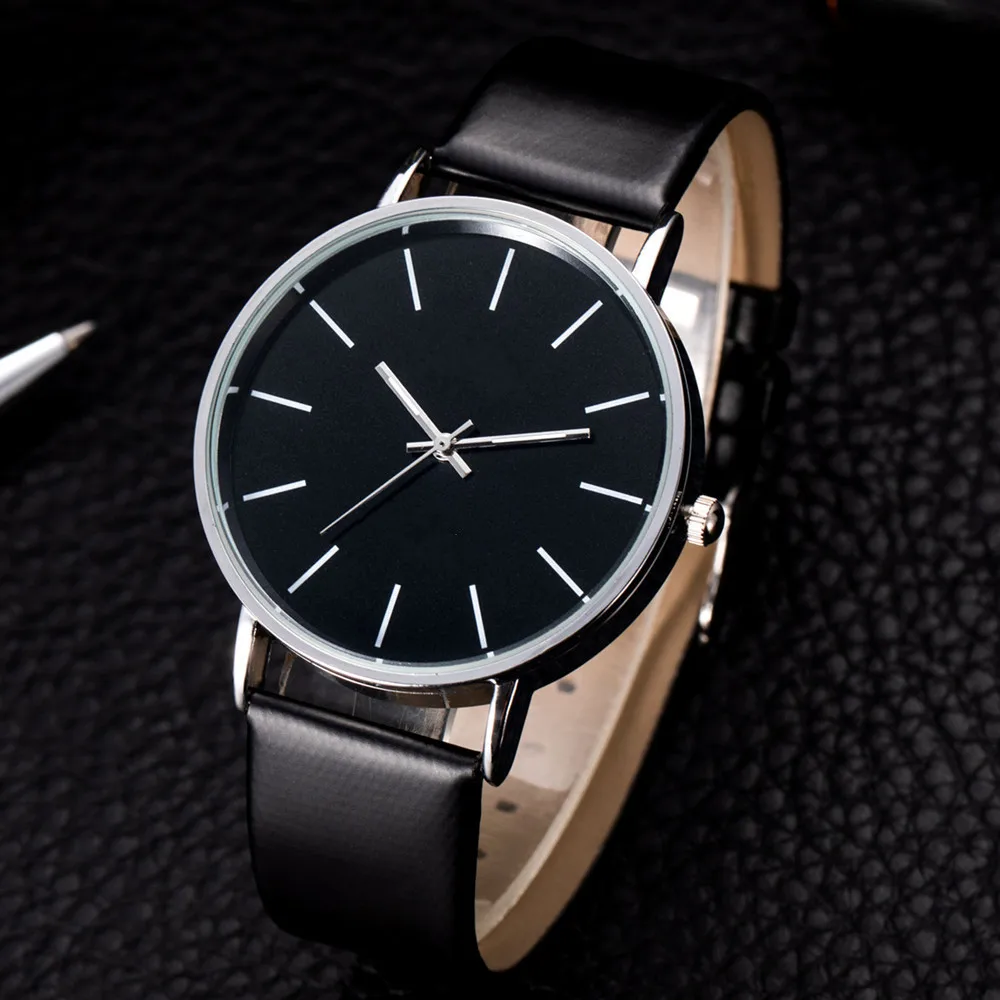 Luxury Brand Men\'s Watches Fashion Metal Round Dial Analog Quartz Wristwatch for Men Women Leather Band Casual Simple Male Clock