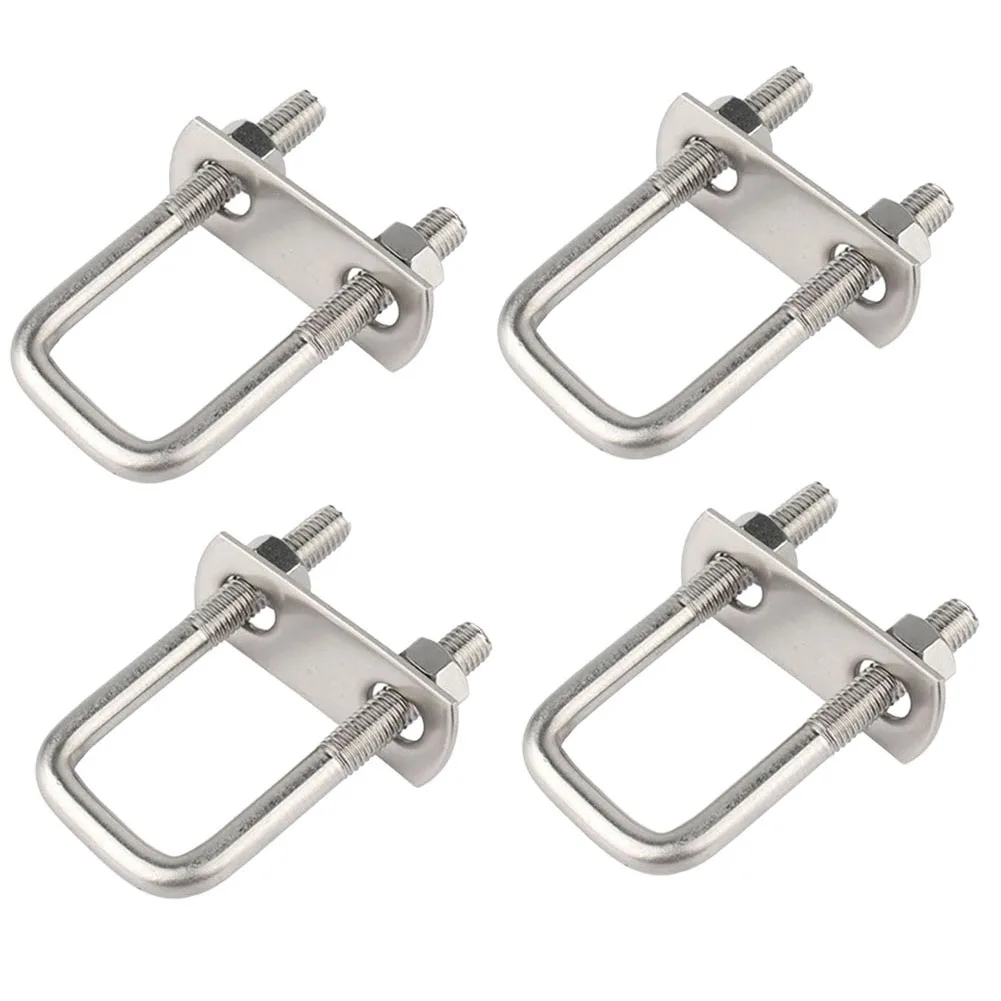 4pcs Right Angle U-bolt U-pipe Clamp U-screw Nut Baffle Stainless Steel Square Clamp M6M8M10 Fastener Car Boat Repair Hardware