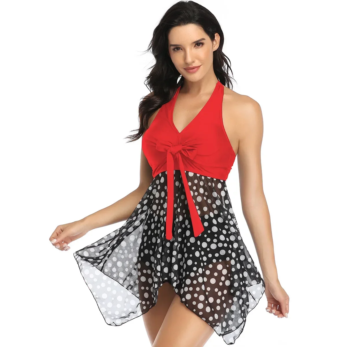 ملابس سباحة نسائية بأقواس مجوفة ، بكيني مثير مطبوع بشبكة ، ملابس بحر قصيرة مثلثة ، ملابس سباحة بمقاس كبير ، بدلة سباحة #2