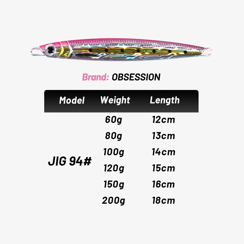 OBSESSION 60g-200g 3D Print Majorcraft Artificial Vertical Spoon Bait Carp Spinning Sea Fishing Items Metal Fast Sinking Jigpara