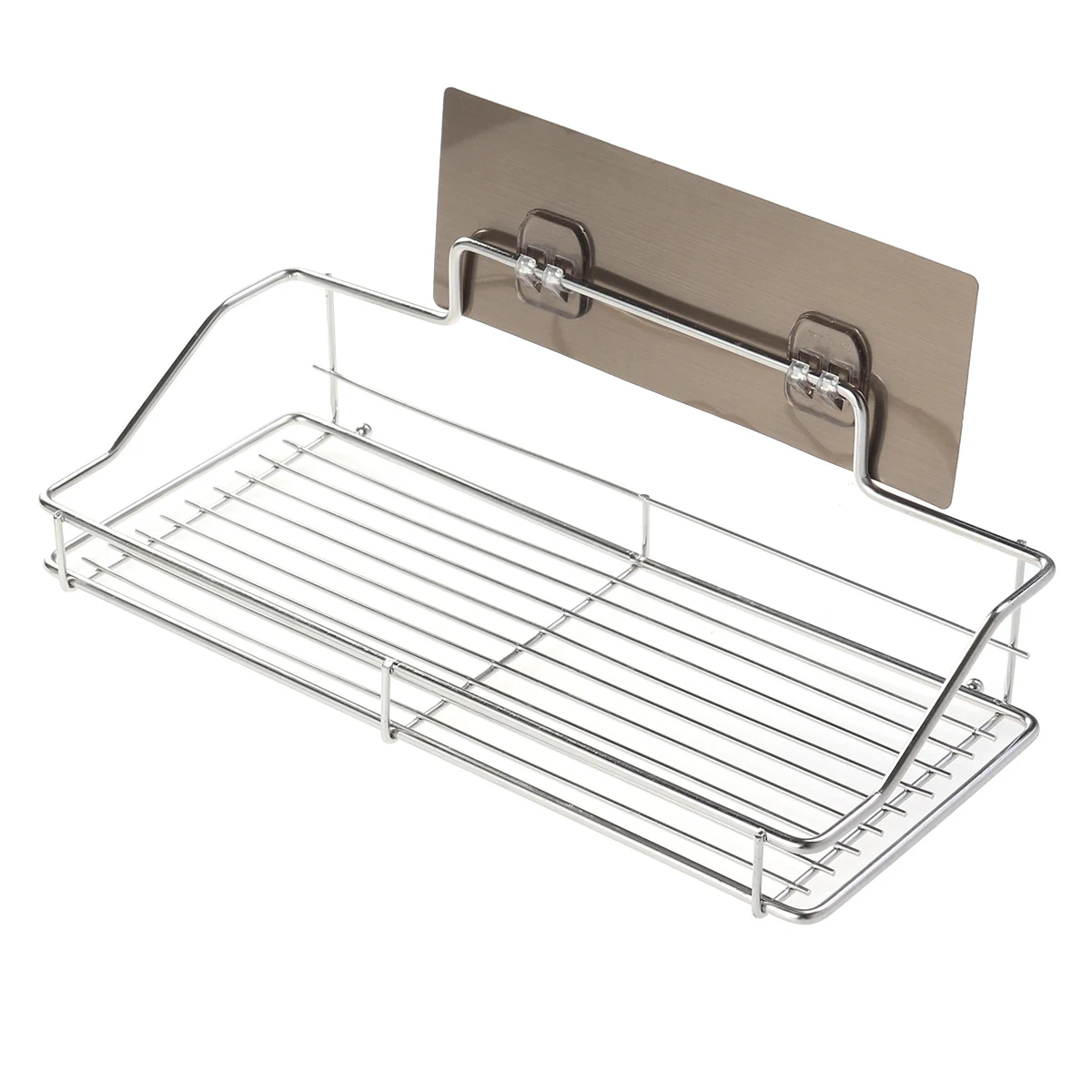 

Stainless Steel Shelf Bathroom Kitchen Organizer No Punching Wall Mount Storage Rack Waterproof Easy Installation