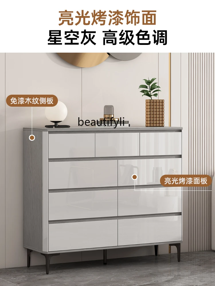 Light Luxury Modern Minimalist Bedroom Chest of Drawers Chest of Drawer Bedroom Storage Locker of Bed End Nine Buckets