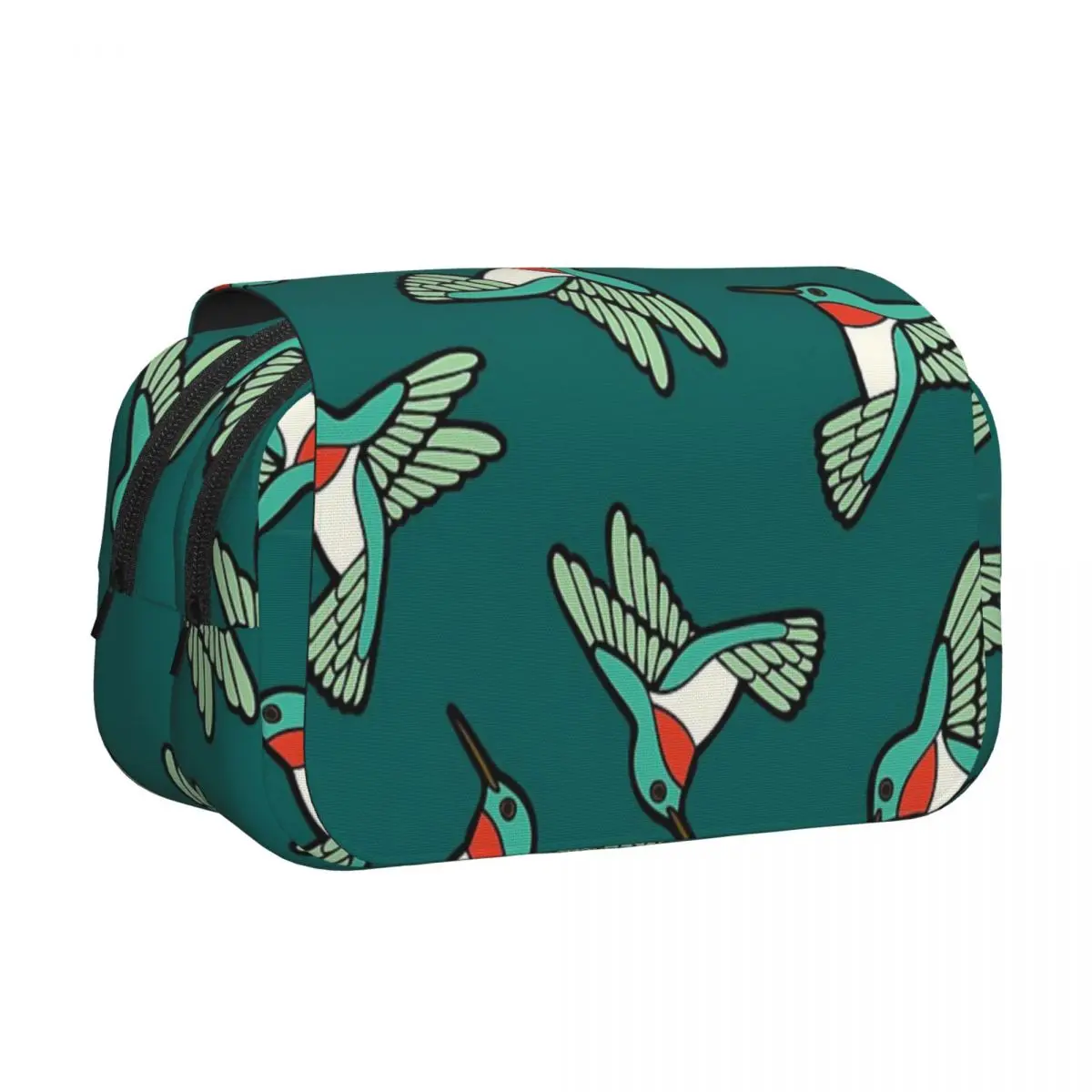 Hummingbird Pattern Pencil Case Pen Holder Hard Shell Leather Big Capacity Pen Box Pencil Bag for Boy Girl School