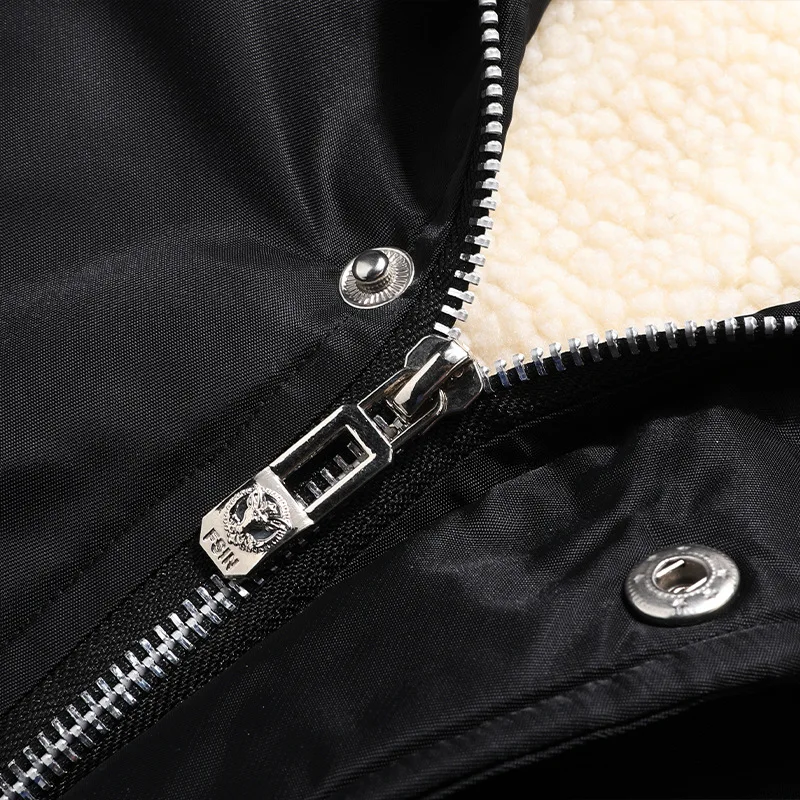 Luxury Brand Warm Fleece Jackets Winter Men Parka Hooded Fur Collar Zipper Embroidery Military Cargo Coat Thick Windproof Jacket