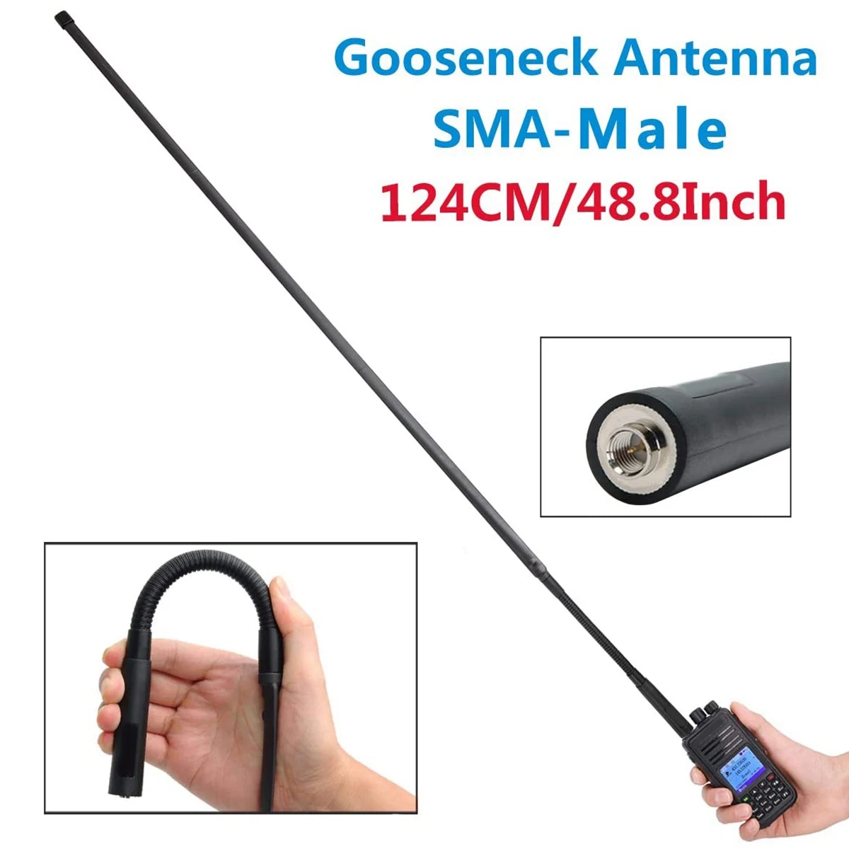 48.8 นิ้ว AR-152G GOOSENECK พับเสาอากาศ SMA-ชาย VHF UHF 144/430 MHz สําหรับ Yesu Tite