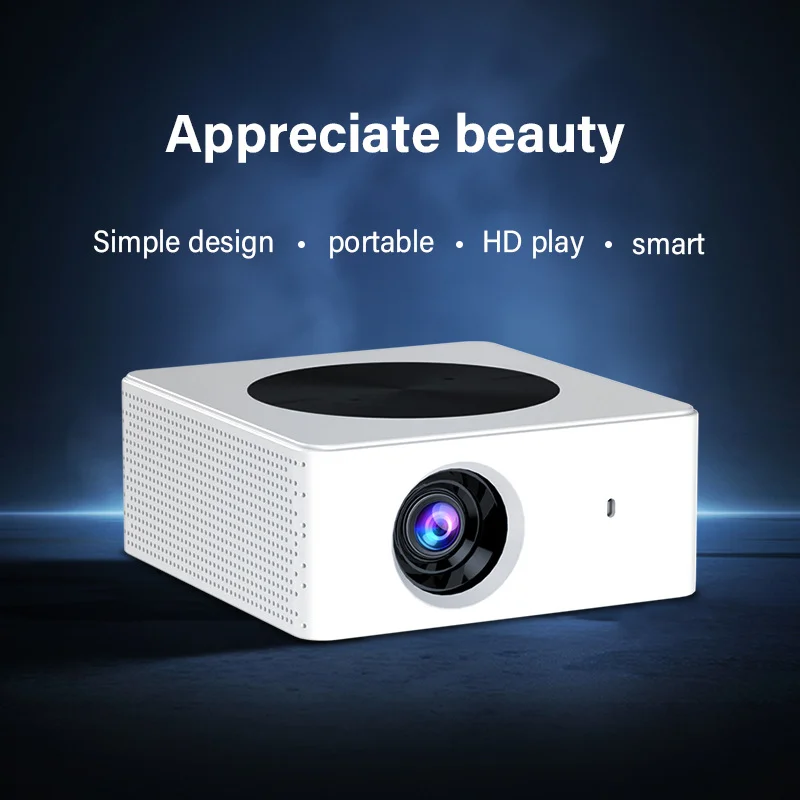 جهاز عرض TJXL-2025 صغير يعمل بنظام أندرويد مع حامل Gimbal واي فاي عالي الدقة 4K وصب الشاشة للسينما المحمولة في غرفة النوم/الخارجية