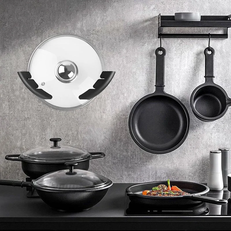 4PCS Universal Pot Lid Organizer For Cabinet Pan Lids Organizers Wall Mount Pots Top Storage Organizer Rack Holder
