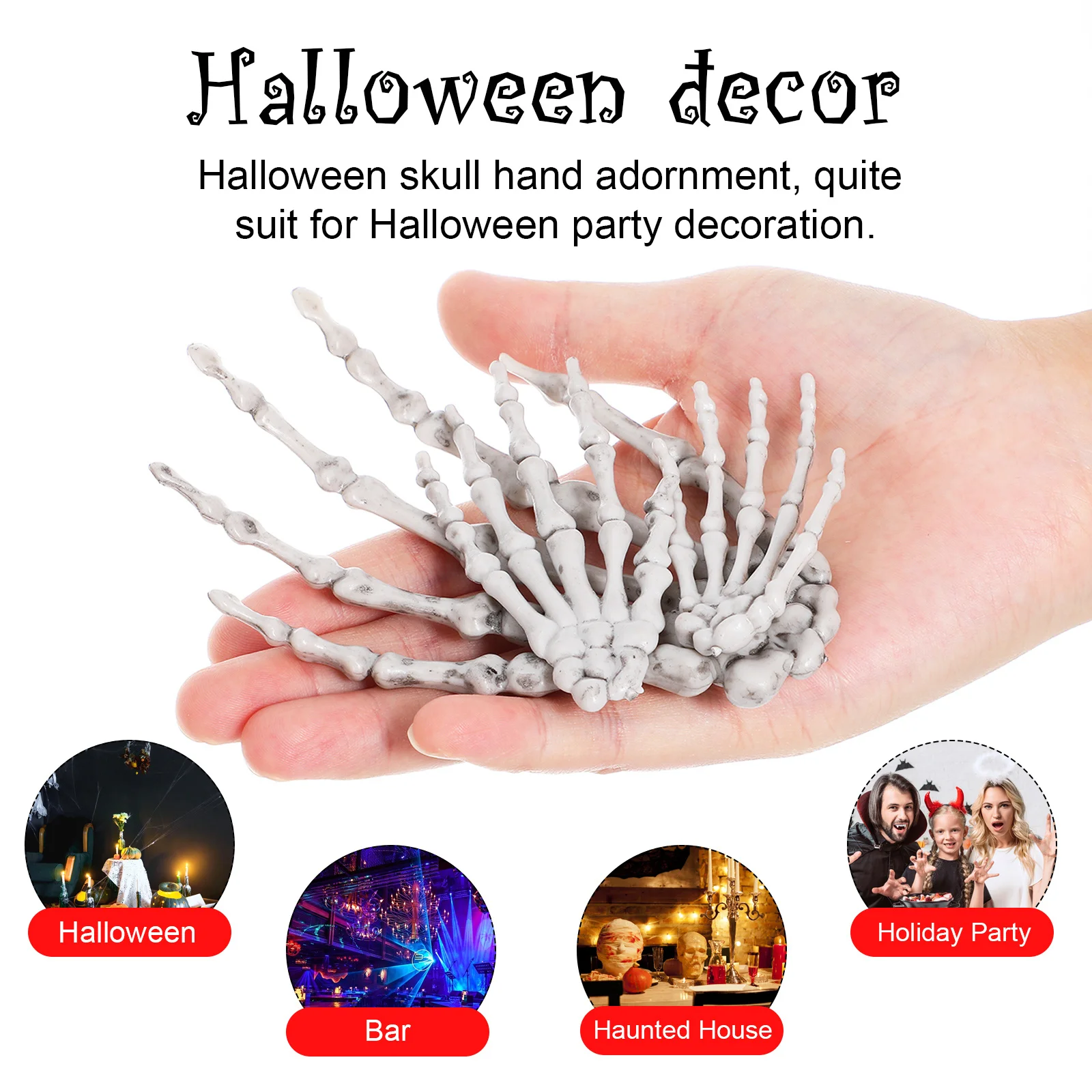 Ornamento de mão de caveira de Halloween, decoração de mão para casa assombrada, adereços de cena de festa, reunião de carnaval de terror