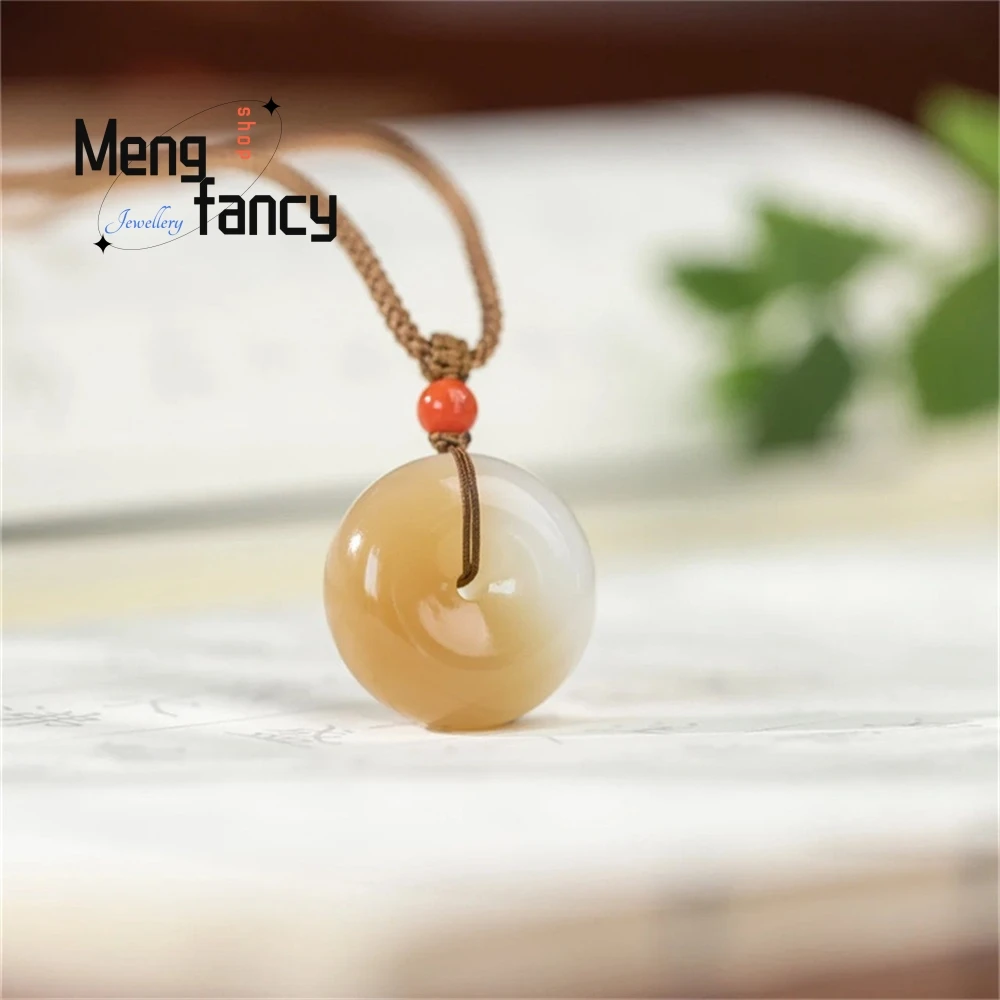 

Natural Hetian Jade White Jade Peace Pendant, Men's And Women's Fat Jade Necklace Pendant Fashion Jewelry Best Selling Elegant