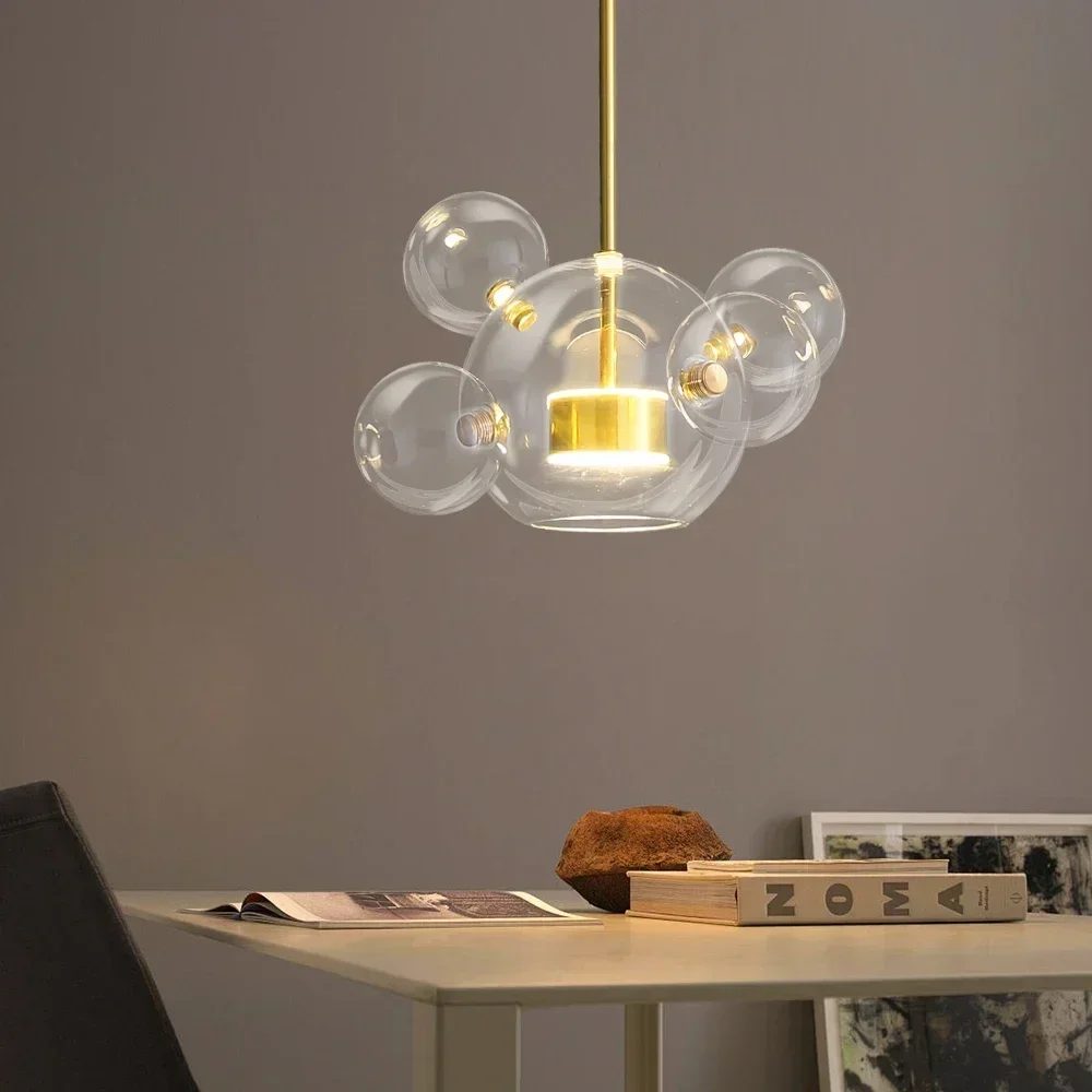 Glass Bubble LED Art Living Room Chandelier Lighting Chandelier for Dinging Room Hanging Lamps for Ceiling Decoration Home
